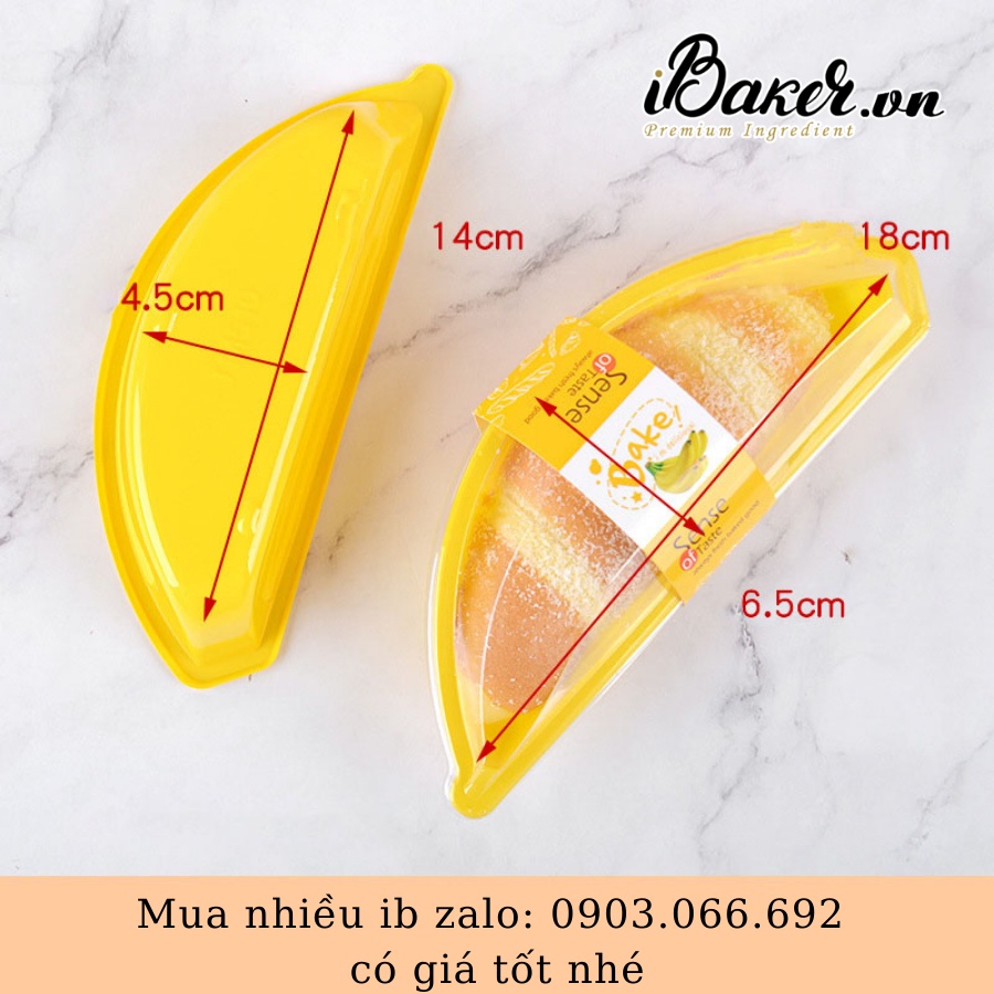 [SỈ GIÁ TỐT] Hộp Nhựa Đựng Bánh Hình Quả Chuối Vàng kèm tem vàng độc đáo JM510