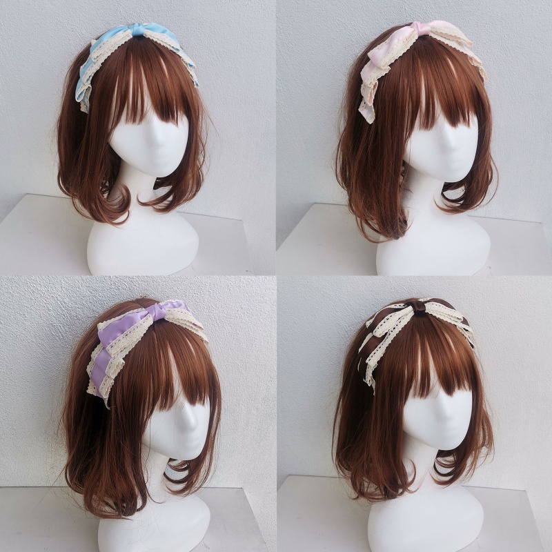 Băng Đô Cài Tóc Phối Ren Phong Cách Lolita Ngọt Ngào Dùng Hóa Trang