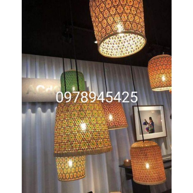Đèn tre đèn mây tre đèn thả mây tre giá xưởng sản xuất lh shop tư vấn cụ thể