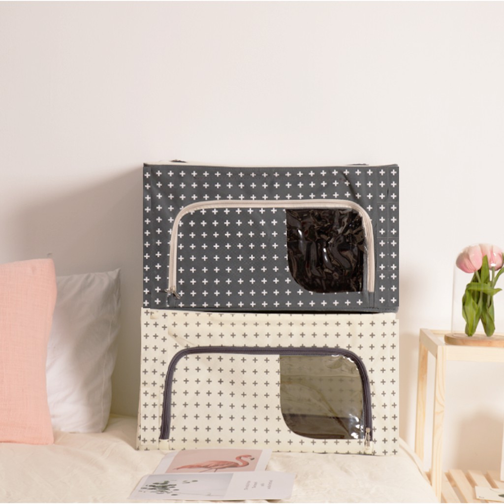 Hộp Đựng Quần Áo Gấp Gọn 88L Màu Xám