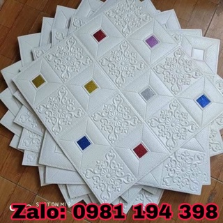 Combo 50 tấm xốp dán tường Hoa Văn Tim kèm tem