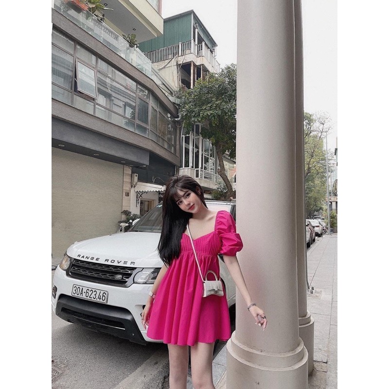[ Siêu Hot] [ 228] Váy Babydoll Dập Ly Ngực 3 Màu, Đầm Nữ Dáng Xoè Cổ Vuông Siêu Xinh Có Ảnh Thật Kèm Video