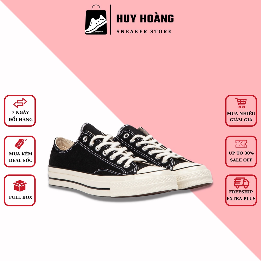 Giày Thể Thao Nam Nữ 𝗖𝗼𝗻𝘃𝗲𝗿𝘀𝗲 𝗔𝗹𝗹 𝗦𝘁𝗮𝗿 𝗖𝗩 𝟭𝟵𝟳𝟬𝘀 Cổ Thấp Đen Thời Trang Full Box