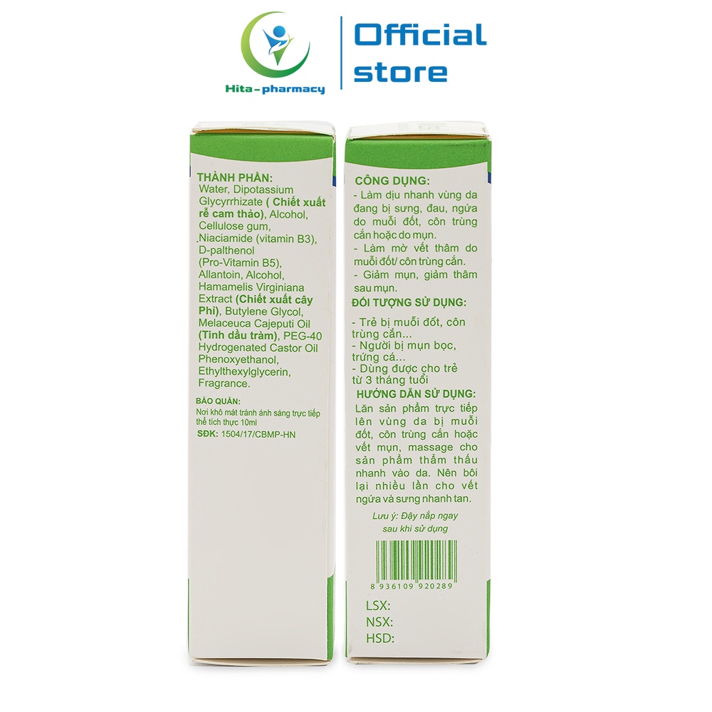 Dung dịch bôi da Moskil MT Pharco giảm mụn thâm, ngứa, sưng tấy Chai lăn 10ml [Moskil]