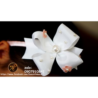 Bờm nơ hoa ren handmade AP