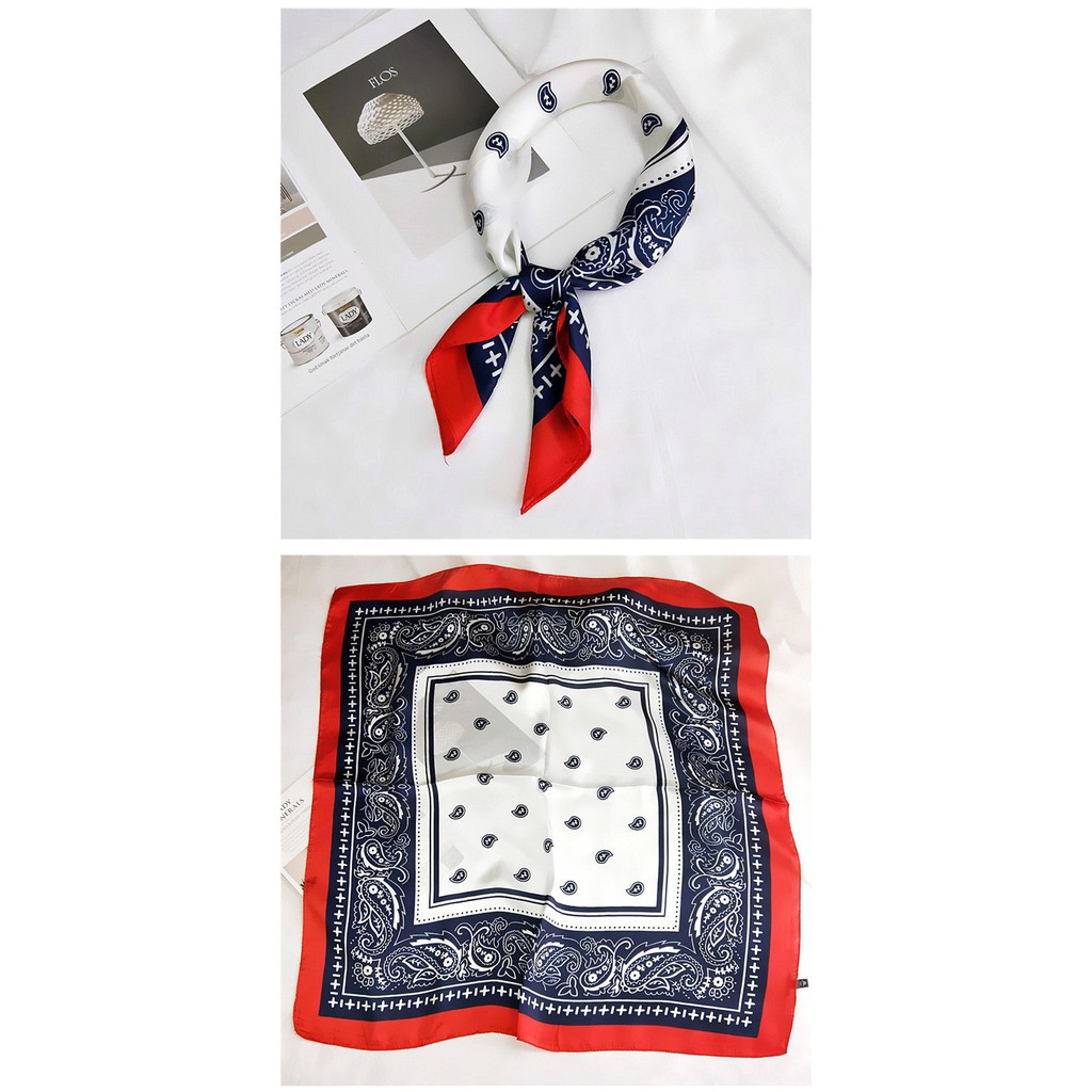 Khăn Bandana Lụa Phối Màu Cao Cấp - Bandana Lụa Cao Cấp 70x70cm