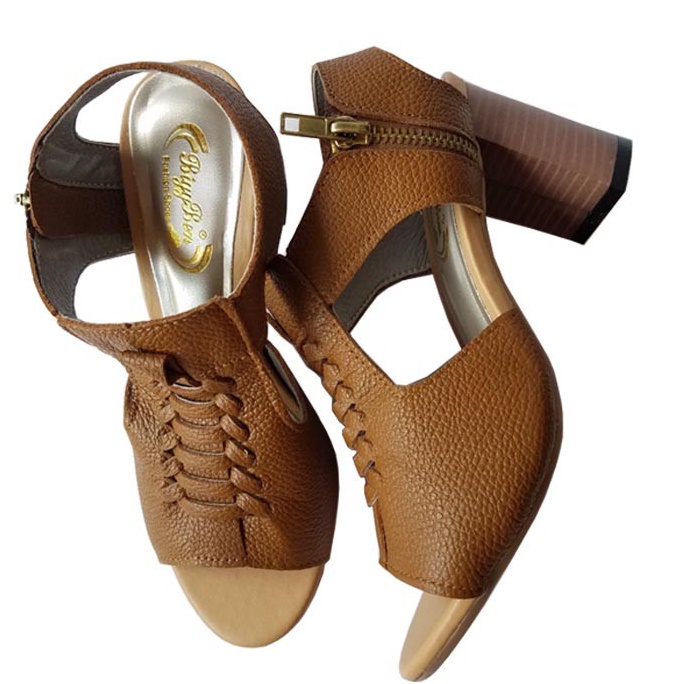 Giày Sandal Cao Gót Nữ BIGBEN Da Bò Thật GCG48