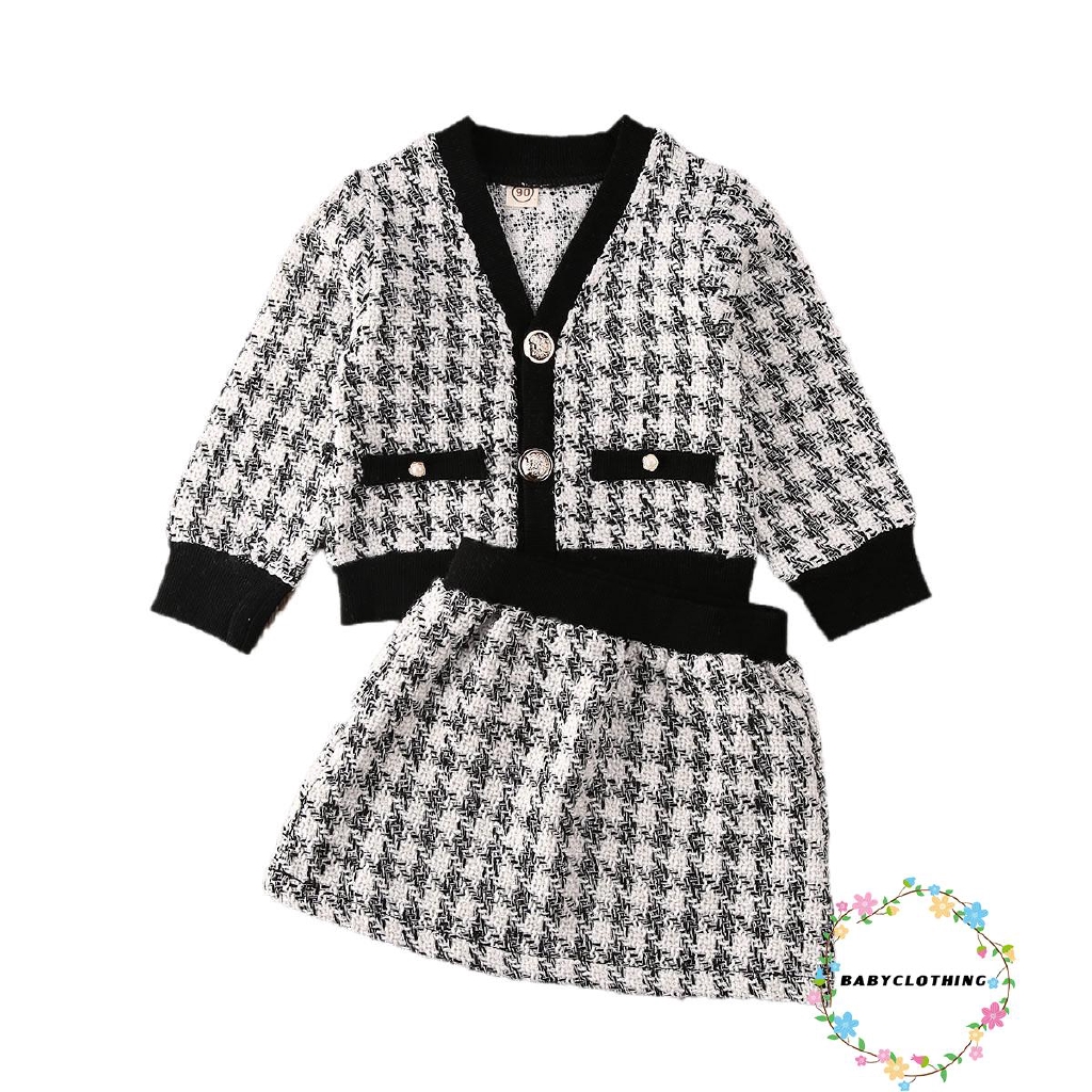 ღWSVღToddler Baby Girl Plaid Skirt Set Long Sleeve Jacket Coat Tops Party Dress Tutu Skirt Fall Outfit Clothes