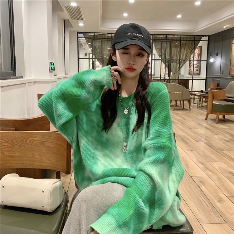 COZOK Áo sweater Tay Dài Nhuộm Màu Thời Trang Cho Nữ