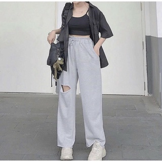 quần nữ ống rộng cạp chun chất da cá