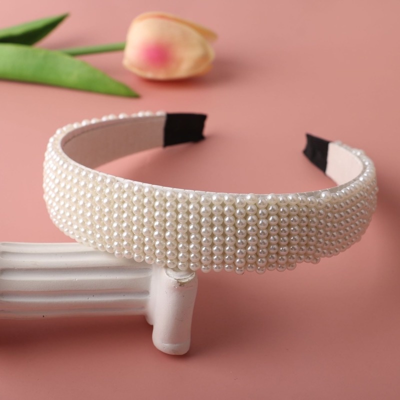 Băng Đô Cài Tóc Đính Ngọc Trai Trắng Sang Trọng Cho Cô Dâu