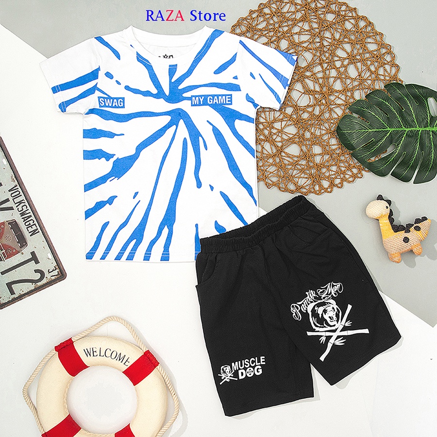 Bộ hè bé trai,Đồ bộ bé trai RAZA Store chất liệu cotton cao cấp sợi thoáng mát cho bé từ 15kg đến 46kg RZM28