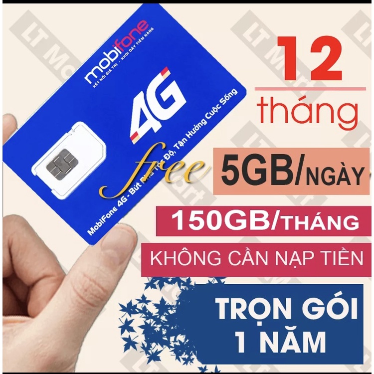Sim 4G - Sim 4G Mobiphone 150gb-Sim miễn phí 12 tháng- 6Fd50HN tặng thêm 6tháng/chỉ dùng khu vực Hà Nội