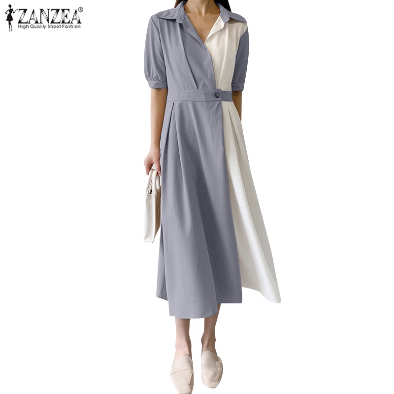 Đầm ZANZEA ngắn tay cổ chữ v thời trang nữ tính