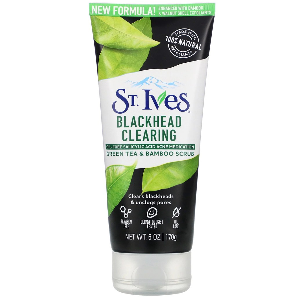 Sữa Rửa Mặt Tẩy Tế Bào Chết Trà Xanh Làm Giảm Mụn Đầu Đen St.Ives 170g