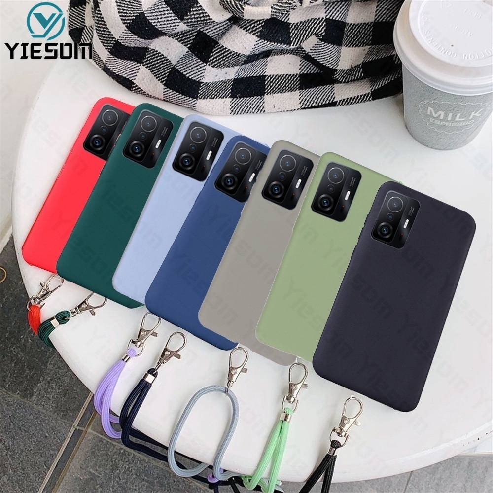 Ốp Điện Thoại TPU Màu Kẹo Có Dây Đeo Cổ Cho Xiaomi Mi 12 11T 11 Lite 10T Pro