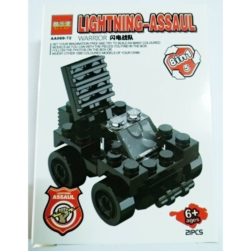 Đồ chơi lắp ráp lego giá rẻ 8in1 lightning asaaul mô hình xe máy bay trực thăng SWAT phát triển trí tuệ