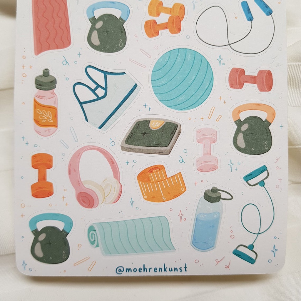 Sticker Sheet Fitness  - Chuyên dán sổ | Bullet Journal Stickers, Summer Stickers, Beach Stickers, Holiday Sticker