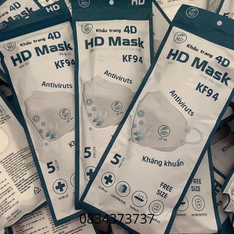 Khẩu trang kf94 công nghệ hàn quốc 4D MASK  kháng khuẩn 4 lớp combo 5 cái