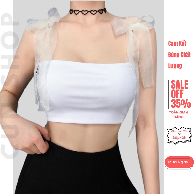 Áo 2 Dây Duy Băng croptop, áo ống hai dây cột nơ dáng ôm cho nữ dưới 50kg thời trang