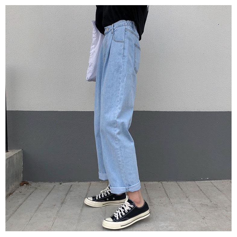S-5Xl❁Áo thun có thể mặc 100kg❁Quần Jeans lưng cao Size lớn phong cách Hàn quốc