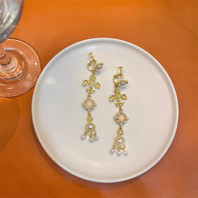 Bông Tai Mạ Bạc Dáng Dài Đính Ngọc Trai Phong Cách Cổ Điển Thời Trang Cho Nữ F864