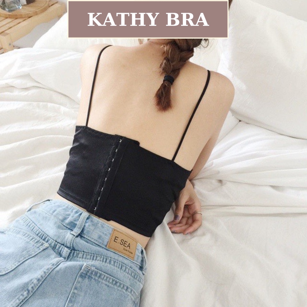 A09 Áo Bra Nữ KATHY BRA Kiểu Dáng Croptop Phi Bóng Hai Dây Có Mút Ngực Bản To Siêu Sang Dễ Mix Đồ