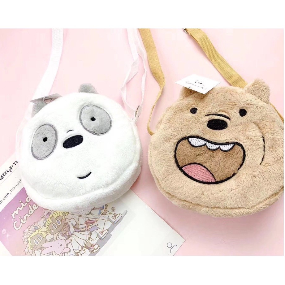 Túi đeo chéo hình mặt Gấu We Bare Bears Chúng tôi đơn giản là Gấu