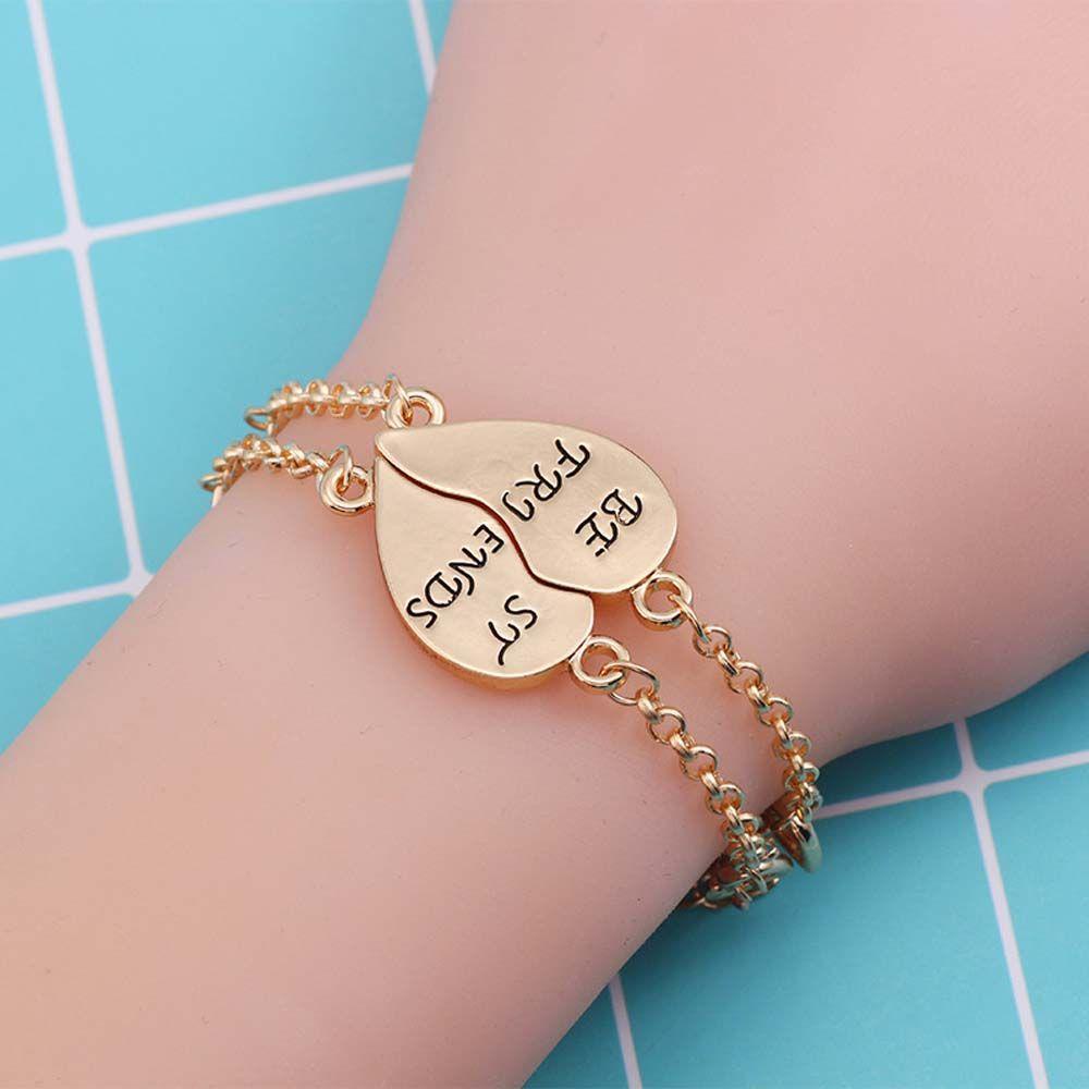 Vòng Tay Chuỗi Hạt Ngọt Ngào|Mặt Dây Chuyền Hình Trái Tim Màu Sắc Khắc Chữ Best Friend