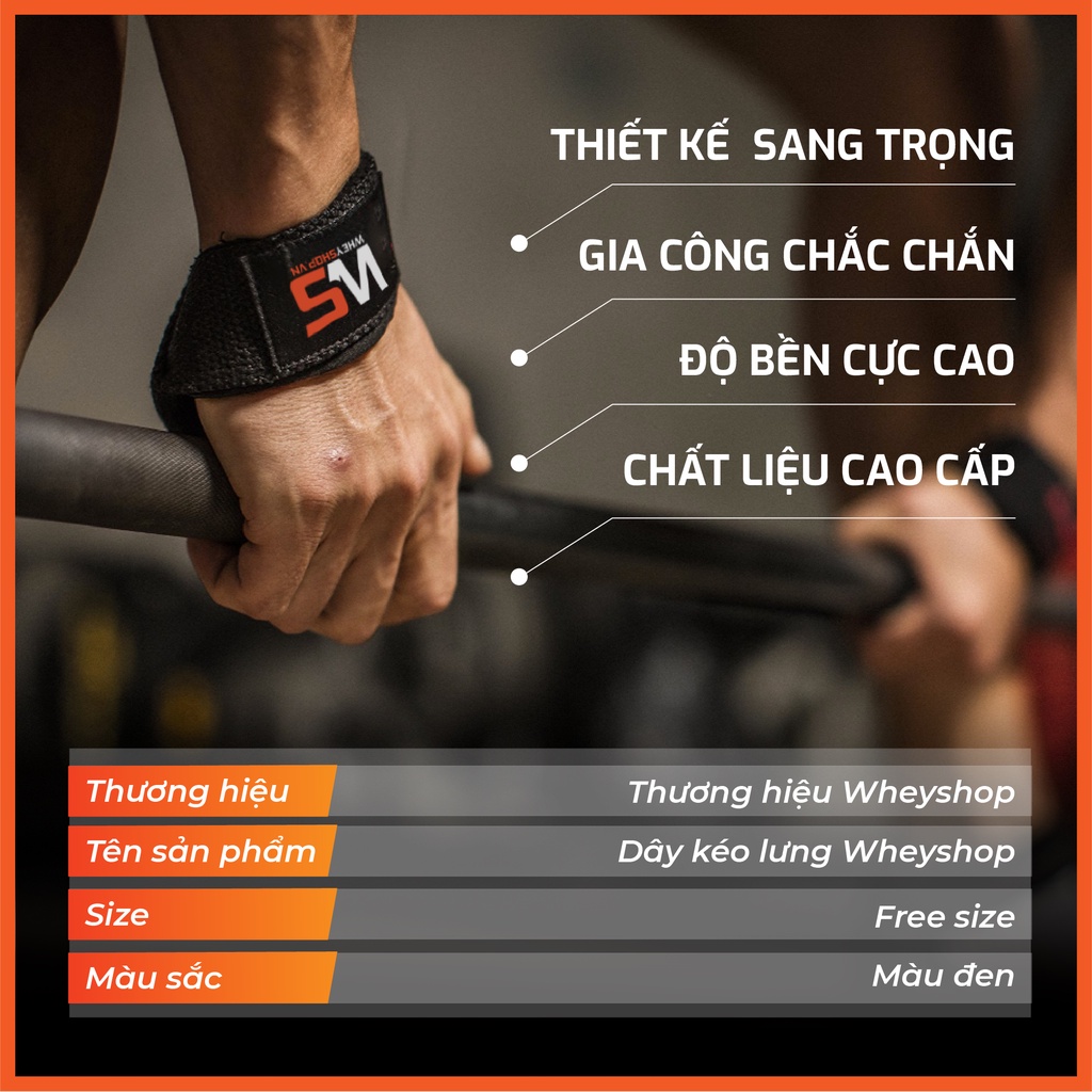 Phụ kiện tập gym dây kéo lưng Lifting Straps WheyShop