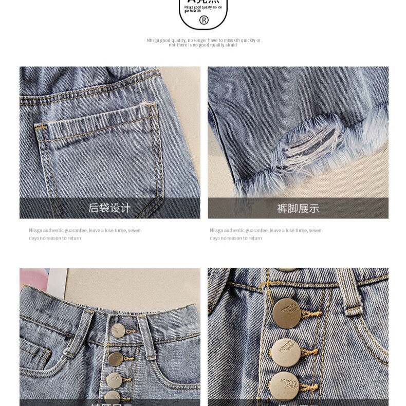 Quần Short Denim Giả Váy Dáng Rộng Thoải Mái Thời Trang Mùa Hè Cho Bé Gái