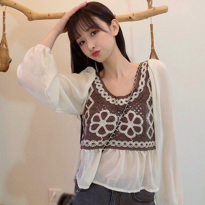 Áo Nữ Tay Dài Phối Ren Thời Trang Quyến Rũ