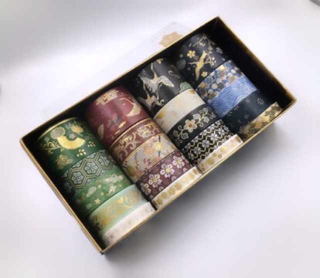 Washi set 20 cuộn họa tiết nhũ