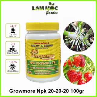 Phân bón lá growmore - to củ, lớn trái, chắc hạt - npk 20-20-20+te hủ 100gr