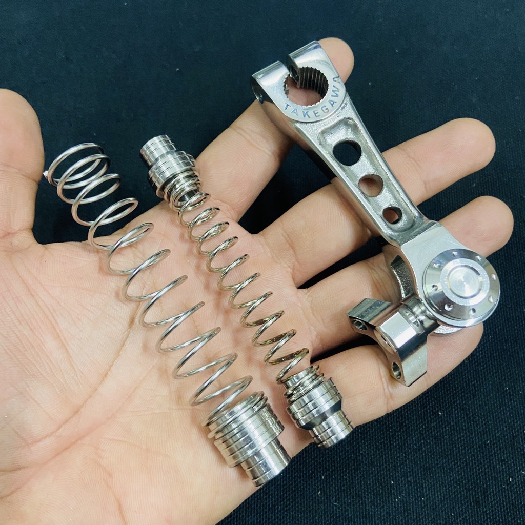COMBO pát thằng đùm TAKAGAWA INOX đặc và lò xò gắn thắng đùm các dòng xe máy HONDA YAMAHA