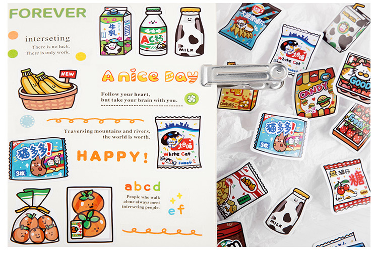 Flowertree Sticker Bộ 46 cái nhãn dán trang trí sổ sách/vật dụng dễ thương