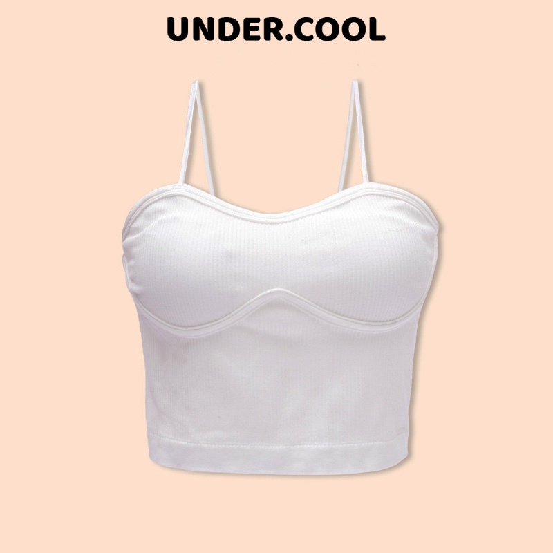 Áo 2 Dây UNDERCOOL Nữ Đệm Ngực Gân Tăm Croptop Viền Ngực