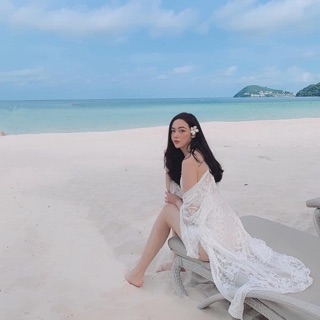 Kimono ren trắng cao cấp đen, trắng