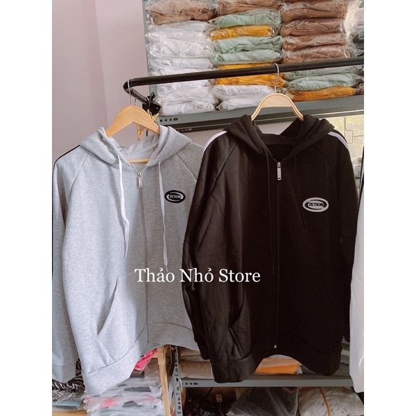 áo khoác nỉ sọc có mũ phom rộng | BigBuy360 - bigbuy360.vn