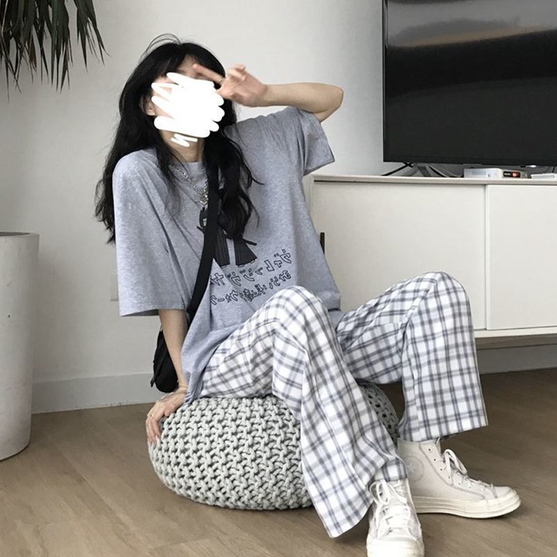 Set Bộ Unisex Họa Tiết Samurai - Mix Cùng Quần Kẻ Caro Ống Rộng Dáng Suông Chất Liệu Co Giãn (Có Bán Lẻ) | BigBuy360 - bigbuy360.vn