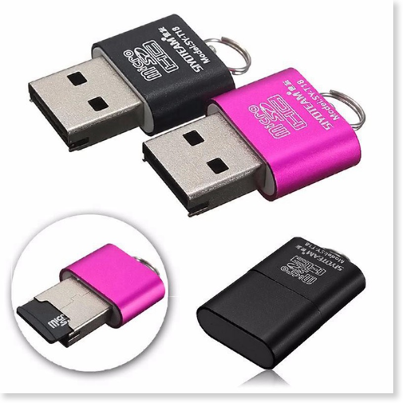 Đầu đọc thẻ nhớ  1 ĐỔI 1   Đầu đọc thẻ nhớ USB 2.0 cho Micro TF, thiết kế nhỏ gọn, có thể dùng treo móc khóa 7282