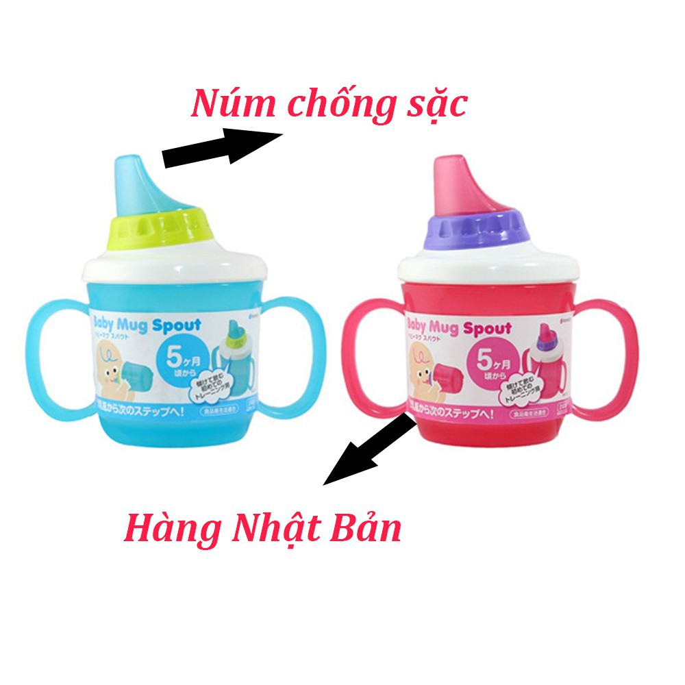 [Mã FMCG8 giảm 8% đơn 500K] Cốc tập uống có tay cầm, vòi hút Baby Mug Spout Inomata Nhật Bản 230ml