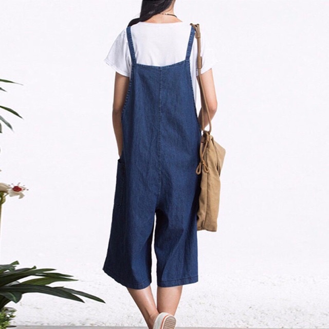 Quần yếm jean big size lỡ ống suông hàng nhập size lớn 65-100kg bầu mặc đẹp luôn