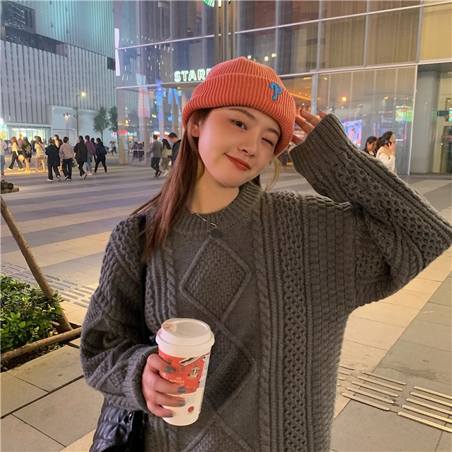 Mũ Len Dày Dặn Giữ Ấm Mùa Đông Phong Cách Hàn Quốc Cho Nữ