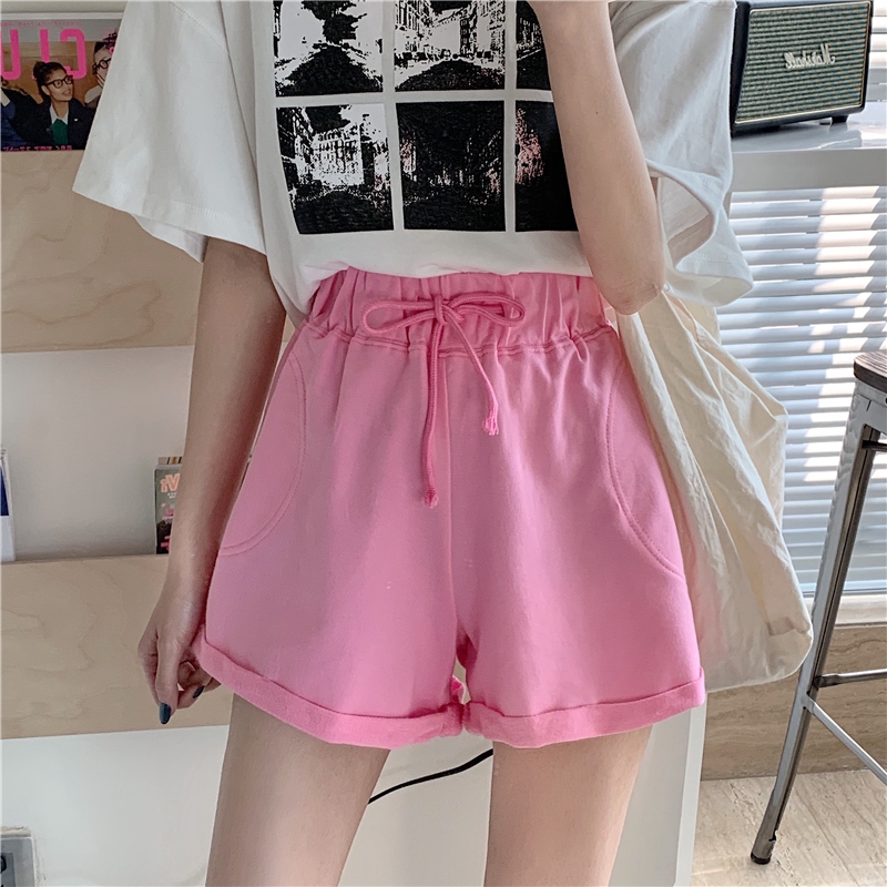 Quần Short Tập Yoga Ống Rộng Màu Trơn Kiểu Hàn Quốc Cho Nữ