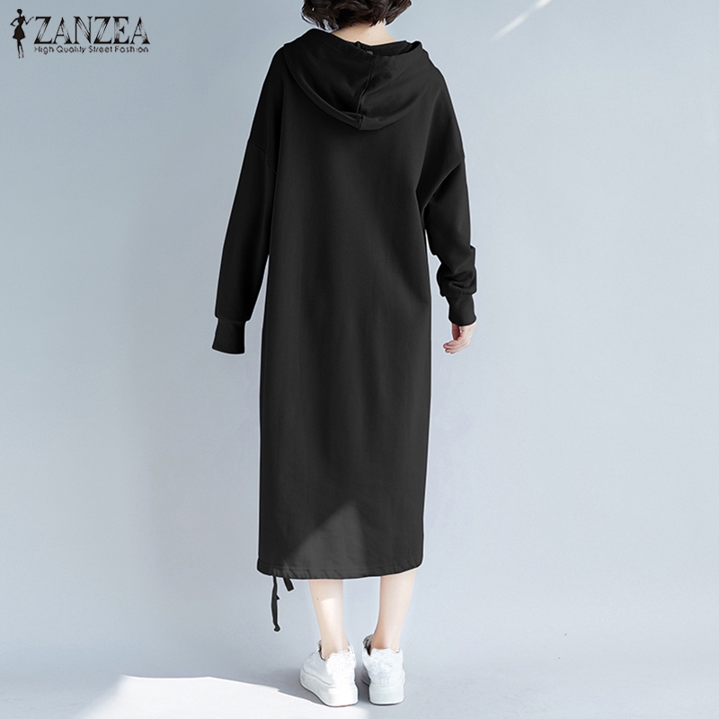 Đầm Hoodie ZANZEA Tay Dài Duyên Dáng Sành Điệu Cho Nữ | BigBuy360 - bigbuy360.vn