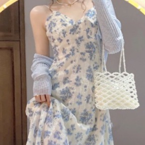 Đầm Chiffon Hai Dây Thêu Hoa Ba Chiều Dành Cho Nữ