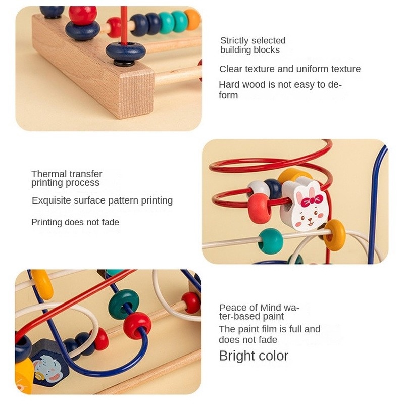 Đồ Chơi Xỏ Hạt Gỗ Hoạt Hình Động Vật Trái Cây Giáo Dục Sớm Cho Bé GYLMY93