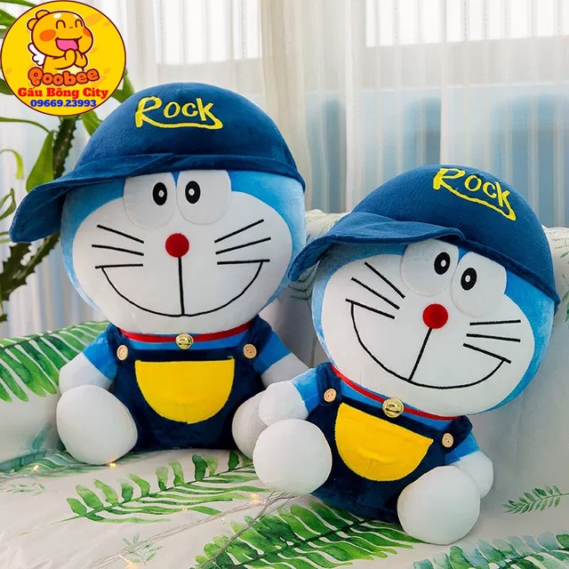 Gấu Bông Mèo Máy Doremon Doraemon Đô rê mon Đội Mũ Rock Dễ Thương Mềm Mịn Quà Tặng
