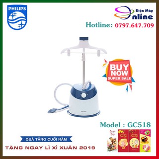 (Khuyến Mãi Cực Lớn) Bàn Ủi Hơi Nước Đứng Philips GC518 - Chính Hãng
